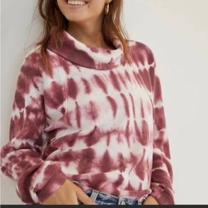 Anthropologie Pilcro Angie Tie Dye Cowl Neck Thermal Top, size XS